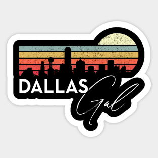 Dallas Gal Retro Sunset City Skyline Souvenir Sticker